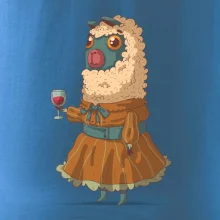 Alpaka s vínom žena