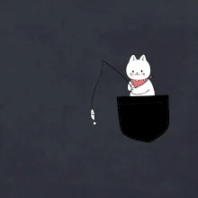 Mačka s rybou vo vrecku