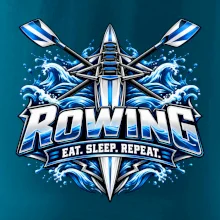Veslařská loď se zkříženými vesly eat sleep repeat
