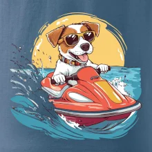 Jack russell teriér na vodnom skútri