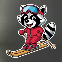 Mýval na lyžiach - kreslený