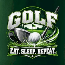 Golfová palica s loptičkou eat sleep repeat