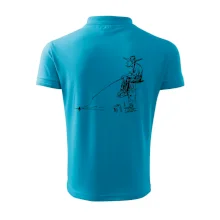 Kreslený rybár na pni