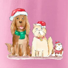 Veselé vianoce - pes, škrečok a mačka