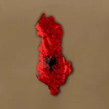Mapa Albánsko reliéf hôr
