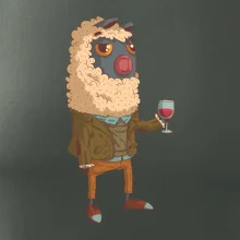 Alpaka s vínom muž