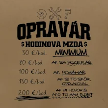 Hodinová mzda - opravár