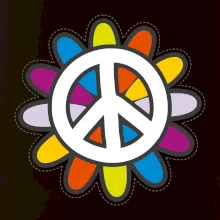 Peace symbol s kreslenou kvetinou