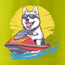 Husky na vodnom skútri