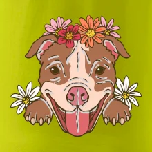 Americký stafordšírsky teriér hlava s kvetinami