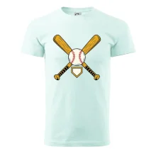 Zkřížené baseballové pálky a míček
