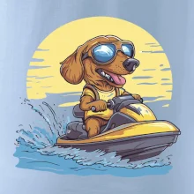 Jazvečík na vodnom skútri