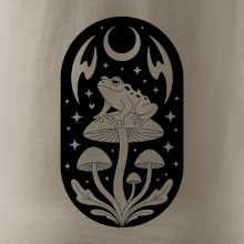 Goblincore čiernobiela oválna žaba