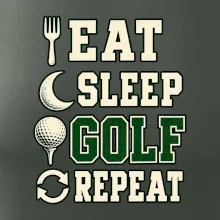 Eat sleep golf repeat typografie