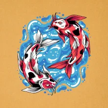 Yin & Yang Koi kapor - červený