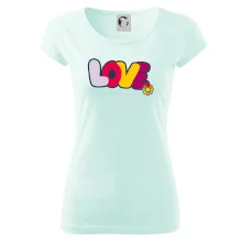 Love nápis s kvetinou