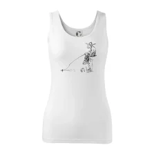 Kreslený rybár na pni