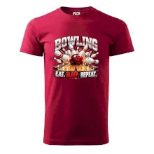 Bowlingová guľa a kolky eat sleep repeat