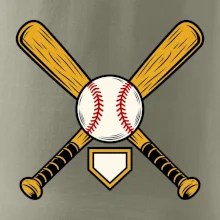 Zkřížené baseballové pálky a míček