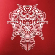 Steampunk sova čiernobiela