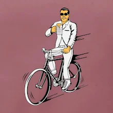 Gentleman na bicykli s pivom