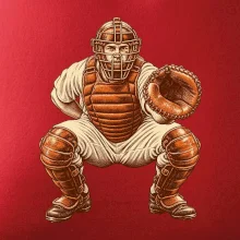 Baseballový catcher retro rytina