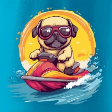 Mops na vodnom skútri