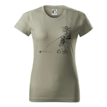 Kreslený rybár na pni