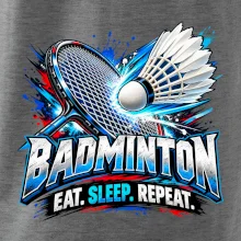 Bedmintonová raketa s košíčkom eat sleep repeat