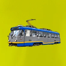 T3R SLF modrošedá kresba fixem