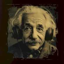 Albert Einstein so slúchadlami