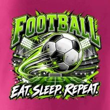 Futbalová lopta a štadión eat sleep repeat