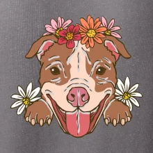 Americký stafordšírsky teriér hlava s kvetinami