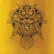 Steampunk sova čiernobiela