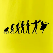 Evolúcia tanec - muž a žena so sukňou