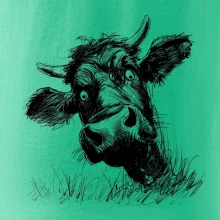 Čiernobiela karikatúra čierna krava hlava