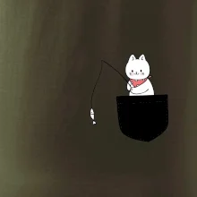 Mačka s rybou vo vrecku