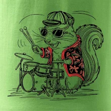 Squirrel playing drums