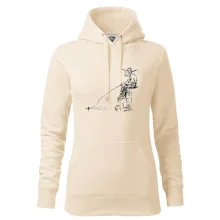 Kreslený rybár na pni