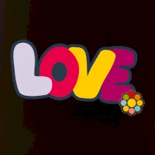 Love nápis s kvetinou