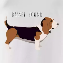 Basset hound pes s nápisom Basset hound pes s nápisom