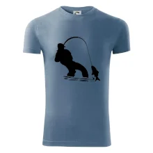 Rybár ťahajúce rybu