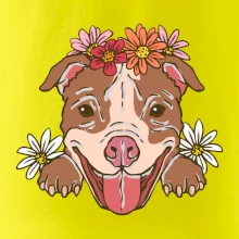 Americký stafordšírsky teriér hlava s kvetinami