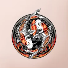 Yin & Yang Koi kapor - oranžový