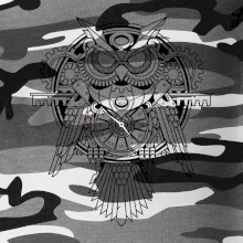 Steampunk sova čiernobiela Steampunk sova čiernobiela