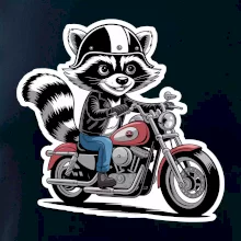 Mýval na motorke kreslený