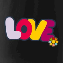 Love nápis s kvetinou