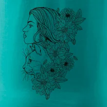 Žena a kočka - kreslená