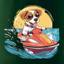 Jack russell teriér na vodnom skútri