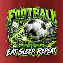 Futbalová lopta a štadión eat sleep repeat
